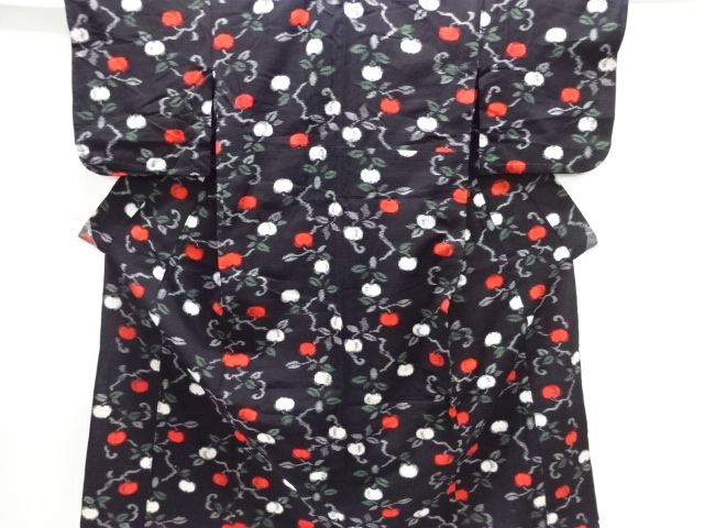 アンティーク　木綿本場久留米絣　果実模様単衣着物